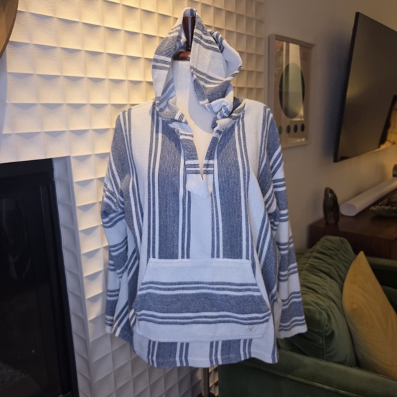 Billabong Navy & White Striped Hooded Beach Pullover Hoodie, Size XL - Picture 1 of 10